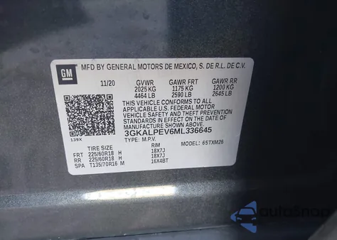 2021 GMC Terrain Fwd Slt из США, поврежденный, VIN 3GKALPEV6ML336645